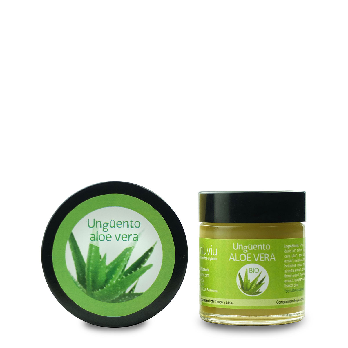 Ungüento-Aloe-Vera Bote de ungüento de aloe vera