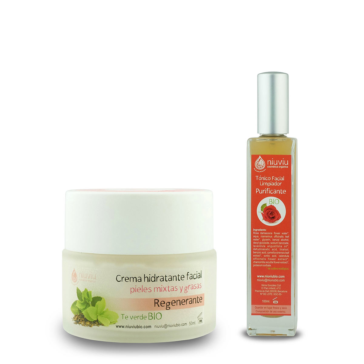 Pack facial compuesto por una crema hidratante y un tónico facial limpiador