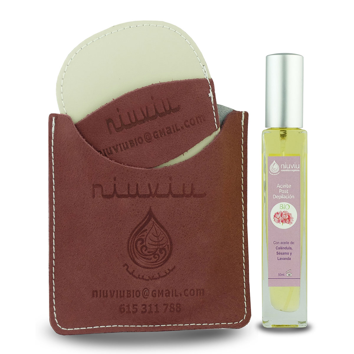 Depiladora-con-estuche-marrón-+-Aceite-post-depilación-Caléndula-Sésamo-y-Lavanda-50ml Depiladora con aceite post depilación